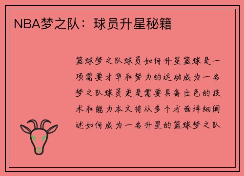NBA梦之队：球员升星秘籍